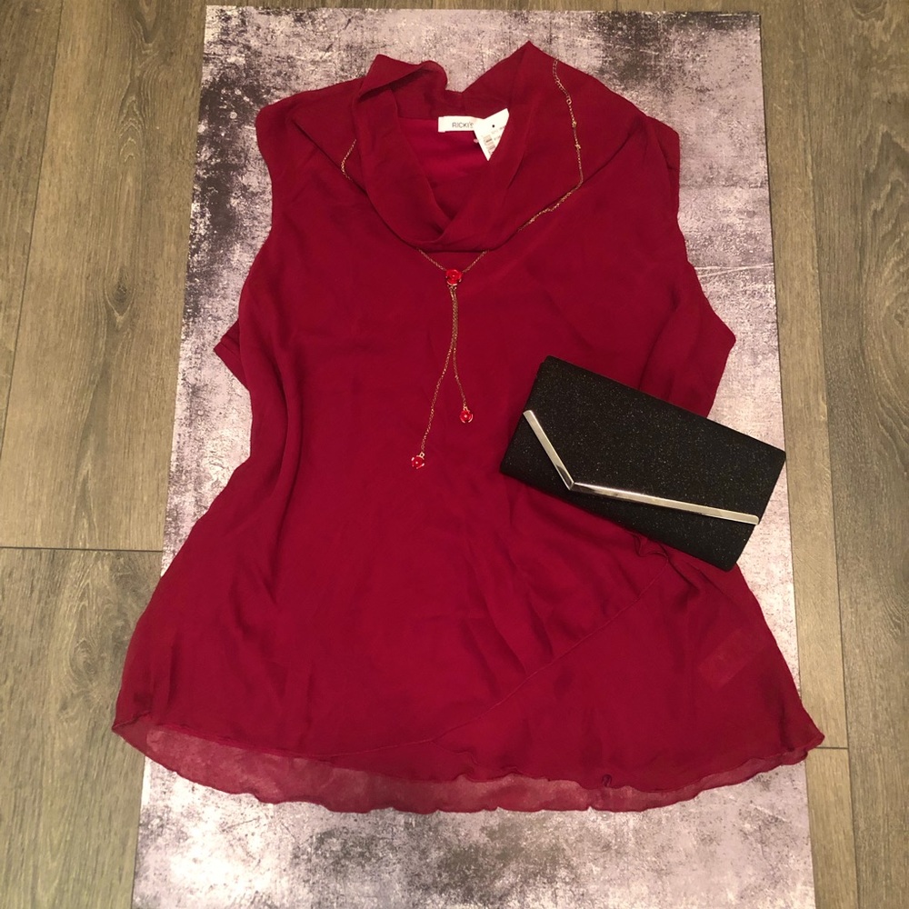 Ricki’s Burgundy Red Layered Chiffon Tank Top US 16